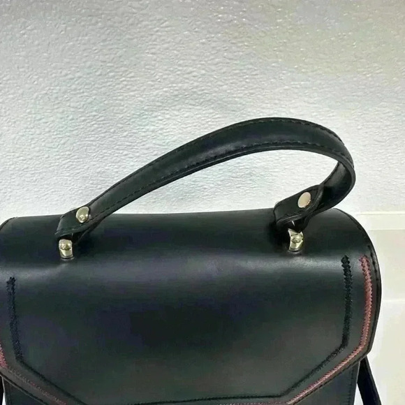 New ROBERTA ROSSI Genuine Leather Flap Satchel/Crossbody Bag Black Made In Italy - Picture 4 of 16